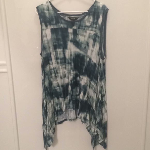 Simply Vera Wang Blue/Green/White Flared Tank 1X - Picture 1 of 4